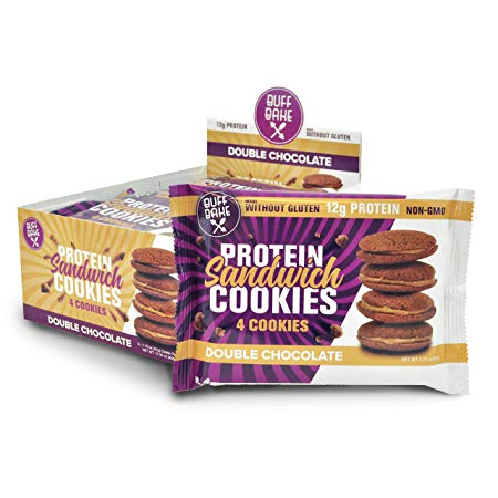 Protein Sandwich Cookies - 12 Grams of Whey Protein, Gluten Free, Non-GMO (Double Chocolate, 8 Count, 1.79 oz)