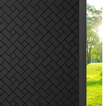 Rabbitgoo Blackout Window Film Privacy Frosted Glass Film Non-Adhesive Light Blocking Window Coverings Anti-UV Window Tint Room Darkening Black Window Stickers for Home 17.5X 78.7 inches