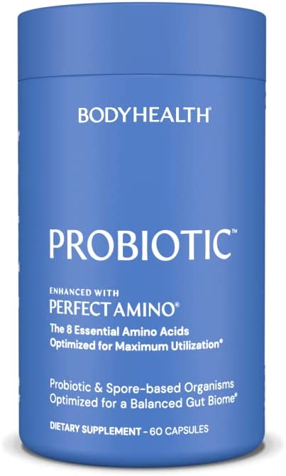 BodyHealth Probiotic - Enhanced with Perfect Amino (60 Caps), High Potency reseeding probiotics and Cutting-Edge Spore Probiotics, Acid- and Bile-Resistant