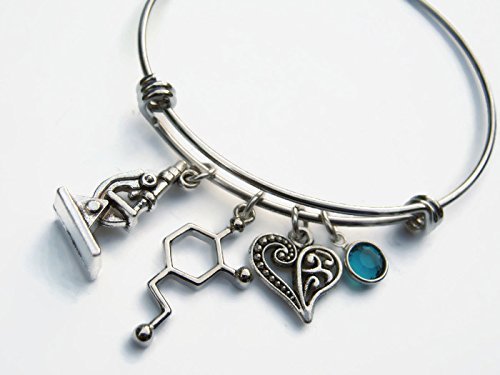 Personalized Scientist Bracelet, Expandable Bangle Bracelet, Stainless Steel Bracelet, Molecule Bracelet, Science Gift