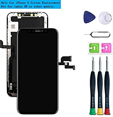 Screen Replacement Compatible with iPhone X Screen Replacement 5.8 inch (Model A1865 A1901 A1902) Touch Screen Display digitizer Repair kit Assembly with Complete Repair Tools