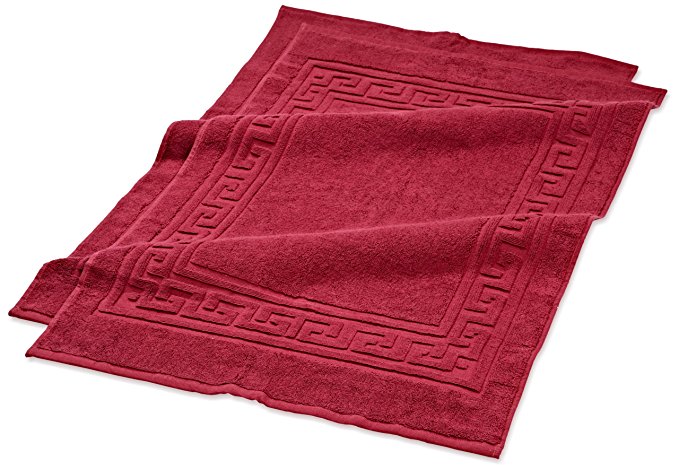 Superior Hotel & Spa Quality Bath Mat Set of 2, Made of 100% Premium Long-Staple Combed Cotton, Durable and Washable Bathroom Mat 2-Pack - Burgundy, 22" x 35" each