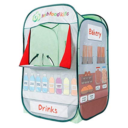 Alvantor Kids Tent Drinks & Bakery Puppet Theater Kitchen Play-House Grocery Market Pop Great Game and Toy, Multicolor, 26" x 23" x 38"