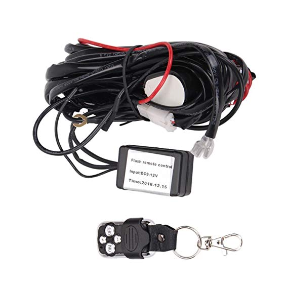 QDY Remote Wiring Harness for Led Light Bar with 12V 40A One Line Kit ON/OFF Switch Relay for Work Lights Off Road Fog Driving Lights(Remote Control)