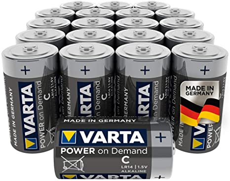 VARTA Power on Demand C Baby Batteries (20-pack, economy pack - smart, flexible and powerful, for mobile end devices - e.g. for computer accessories, Smart Home devices or torches)