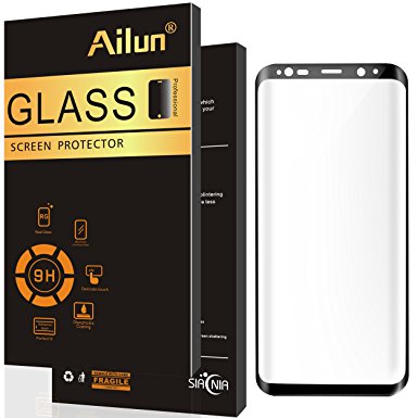 Galaxy S8 plus Screen Protector,by Ailun,Curved Edge Tempered Glass,Edge-to-Edge Full Coverage,for Samsung Galaxy S8  Only,Anti-Scratch Coating-Siania Retail Package [Not for S8]