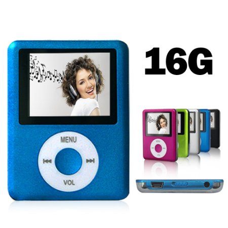 ACEE DEAL MINI USB Port 16GB Memory Slim Classic Digital LCD MP3 Player / MP4 Player, MP3 Music Player, E-book , Photo viewing , Video Playing , Movie ( Blue Color )