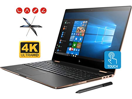 HP Spectre x360 15t Convertible 2-in-1 Laptop (Intel 8th Gen i7-8705G 3.1 GHz, 16GB RAM, 256GB PCIe SSD, 15.6" UHD 4K Touch 3840x2160, Radeon RX Vega, Fingerprint, TPM, Thunderbolt, HP Pen, Win10 Pro)