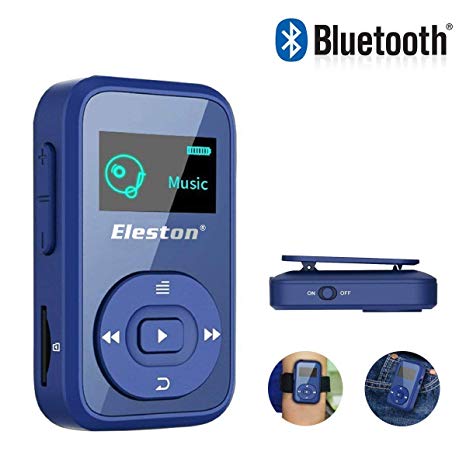 Eleston 1.8 inch Screen MP3 Music Player,8GB Bluetooth Clip Digital Music Player with FM Radio/Voice Record Function Special Design for Sport,Expandable Micro SD Card up to 64GB(Blue)