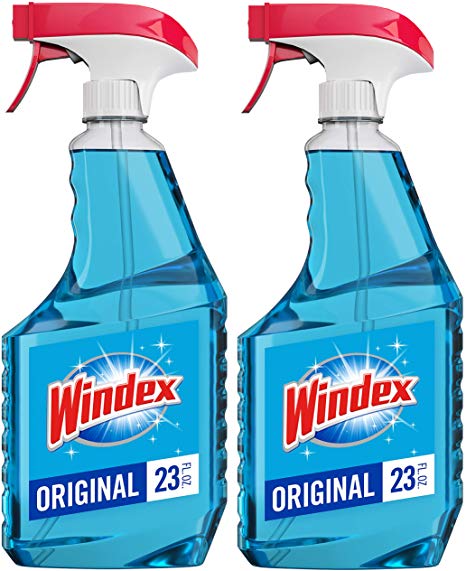 Windex Glass Cleaner Trigger Bottle, Original Blue, 23 fl oz (2 ct)