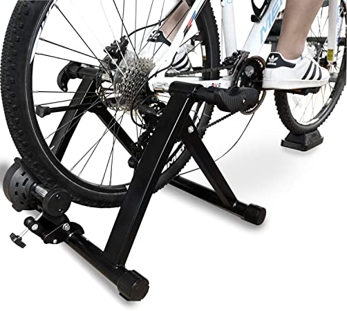 BalanceFrom Bike Trainer Stand Steel Bicycle Exercise Magnetic Stand with Front Wheel Riser Block