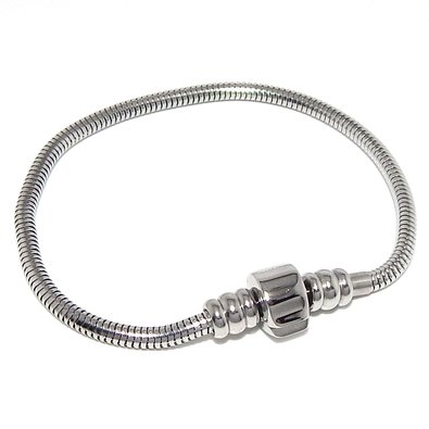 Stainless Steel Starter Charm Bracelet Barrel Snap Clasp Unscrew END Fits Pandora Charms