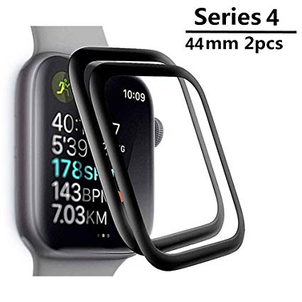 [2-Pack] Apple Watch Serie 4 44mm Screen Protector, [9H Hardness] [Anti-Scratches] [Anti-Fingerprint] Tempered Glass Screen Protector Film Compatible Watch Serie 4 44mm [Black]