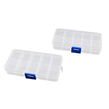 uxcell 2 Pcs Clear Plastic 10 Sections Press Buckle Pill Tablet Box Holder