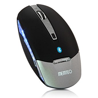 MEMTEQ® Wireless Bluetooth Mouse, Ergonomic Optical Mice - Silver Grey