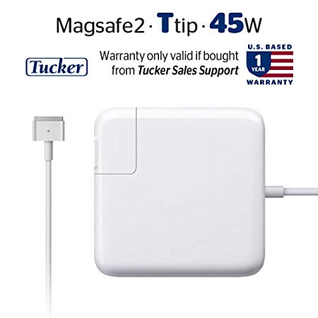 MacBook Pro Charger, 45W Power Adapter (T) Magsafe 2 Style Connector - Tucker TM - Compatible Replacement Charger for Apple Mac Book Air 11 inch / 13 inch (45W mag2 T-tip Rounded Tucker FBA)