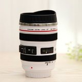 MIROO Camera Lens Cup Canon 24-105 Coffee Travel Mug Thermos Stainless Steel Drinking LidWhite