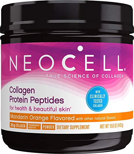 Neocell Collagen Protein Peptides – For Heathy & Beautiful Skin, Mandarin Orange Flavored – 15.6 Ounce Tub