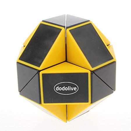 Dodolive 24 Parts Foldable Color Magic Snake Cube Jigsaw Puzzle Cube Toy Color Black With Yellow