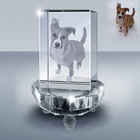 Goodcount.com Customized Photo Crystal Rectangle, Engrave Your Own Picture in Crystal, Etched Picture in Glass Cube w/Crystal LED Lighted Base Gift Set by (L 2.5 x 2.5 x 4)