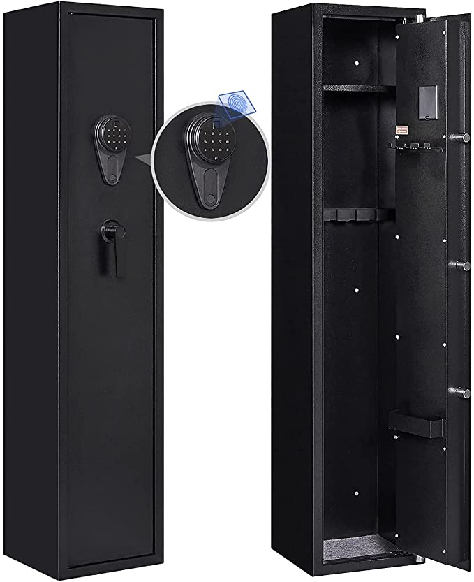 KAER Large Rifle Gun Safe, Electronic Biometric Steel Safe, with Digital Keypad/Lock/Removable Shelf for 4-5 Standing Shotgun Handgun Ammo Firearms Pistols,11.8" x11" x 54.3"