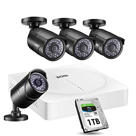 ZOSI 5MP 8 Channel Security Camera System, CCTV DVR 8 Channel (1TB HDD Built-in) W / 4 x HD 5MP(2592 x 1920) Surveillance Camera Outdoor/Indoor-Remote Access, Motion Detection