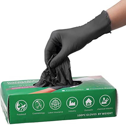 100 Pcs Gloves, Disposable, Powder Free Industrial Gloves, Latex Free, Cleaning Glove Ship from USA,Arrive in 7-10 Days(S, M, L) (M, Black)