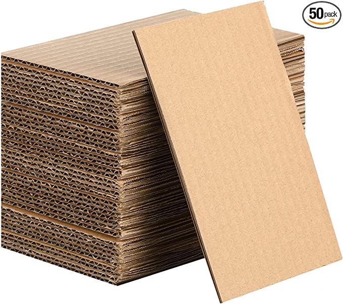 50 Pack Brown Corrugated Cardboard Sheets Flat Cardboard Sheets Cardboard Inserts Flat Cardboard Squares Separators for Art Projects DIY Crafts Supplies (4 x 6 Inch)