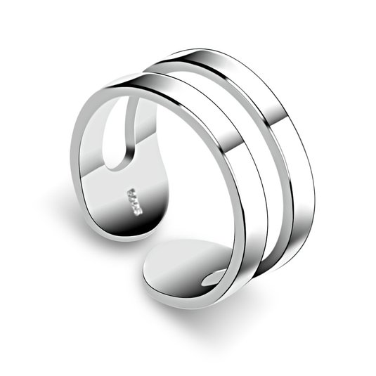 B.Catcher Rhodium-plated 925 Sterling Silver Adjustable General Ring US Size 8-11 Compatible