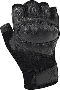 Rothco Fingerless Cut Resistant Carbon Hard Knuckle Gloves - Black - L