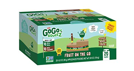 GoGo SqueeZ Applesauce on the Go, Variety Pack (Apple Apple/Apple Cinnamon), 3.2 Ounce Portable BPA-Free Pouches, Gluten-Free, 20 Total Pouches