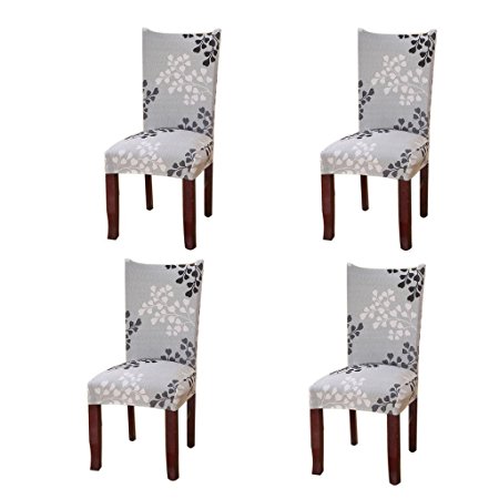 4 x Soulfeel Soft Spandex Fit Stretch Short Dining Room Chair Covers with Printed Pattern, Banquet Chair Seat Protector Slipcover for Hone Party Hotel Wedding Ceremony (Style 24)