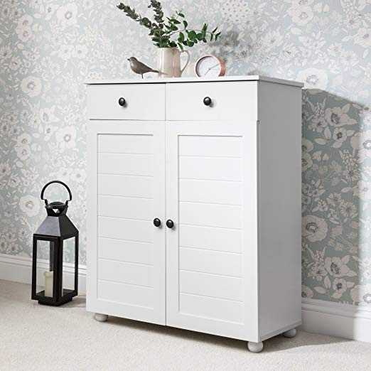 Laura James Shoe Storage Cabinet with Storage Drawers in White