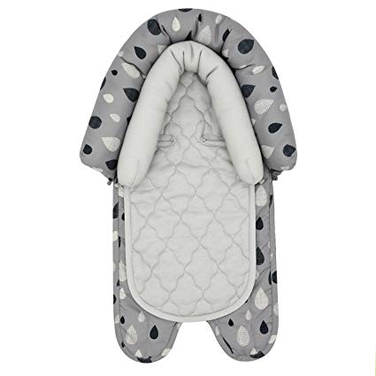 Travel Bug Baby 2-in-1 Tear Drop Head Support for Car Seats, Grey/White/Black