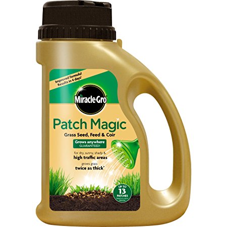 Miracle-Gro Patch Magic Grass Seed, Feed and Coir, 1015g Shaker Jar