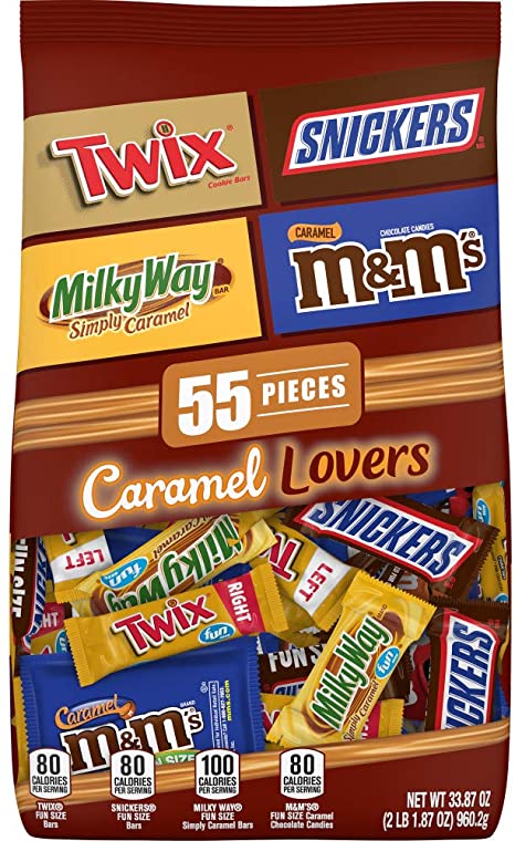 MARS Chocolate Caramel Lovers (M&M'S, SNICKERS, TWIX & MILKY WAY) Fun Size Candy Bars Variety Mix 33.87-Ounce 55-Piece Bag