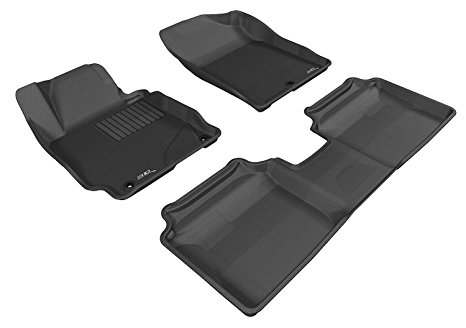 3D MAXpider Complete Set Custom Fit All-Weather Floor Mat for Select Hyundai Elantra Models - Kagu Rubber (Black)