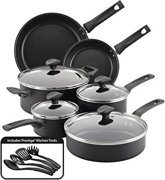 Farberware 10605 Advantage Nonstick Cookware Pots and Pans Set, 14 Piece, Black