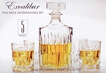 Circleware Italian Made Excalibur 5pc Whiskey Decanter Set