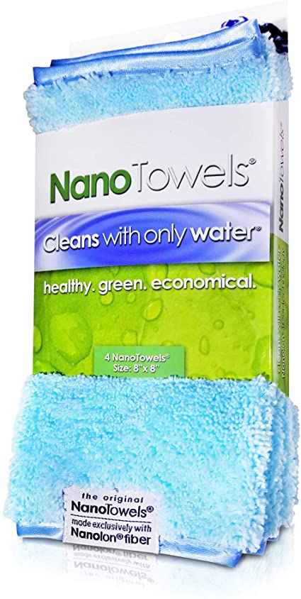 Life Miracle Nano Towels - Amazing Eco Fabric That Cleans Virtually Any Surface with Only Water. No More Paper Towels Or Toxic Chemicals | 4-Pack (8x8, Seashore Teal)