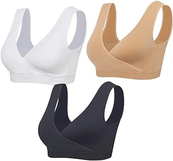 Lemef Nursing Sleep Bras Wirefree Maternity Breastfeeding Bras 3 Pack