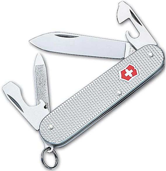 Victorinox Swiss Army Cadet Pocket Knife, Silver Alox, 84mm