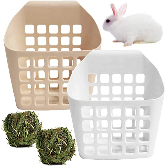 kathson Rabbit Hay Feeder Bunny Less Wasted Food Rack Manger Small Animals Mess-Free Food Dispenser Hanging Bowls Timothy Grass Balls for Rabbits Guinea Pig Chinchilla 4PCS