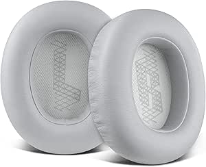 SOULWIT Replacement Ear Pads for JBL E65 (E65BT E65BTNC)/Live 650 (650NC 650BTNC)/Live 660 (660NC 660BTNC)/Duet NC Over-Ear Headphones, Earpads Cushions with Softer Leather (Grey)