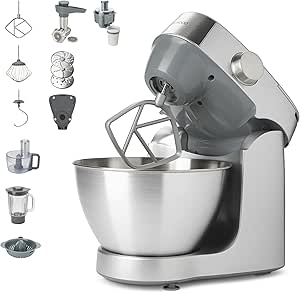 Kenwood Prospero  KHC29A.R0SI Küchenmaschine, 4,3 L Edelstahlschüssel, inkl. 10-teiligem Zubehör-Set mit Fleischwolf, Glas-Mixer, Zitruspresse, Entsafter und mehr, inkl. EasyWeigh Waage, 1000W, Silber