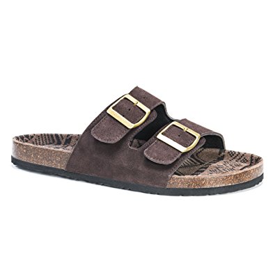 MUK LUKS Men's Parker Duo Starpped Brown Slide Sandal