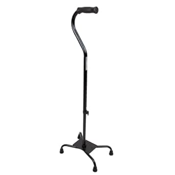 Dynarex Quad Cane Bariatric, Large Base, Provides Maximum Mobility Support in a Stable One-Hand Walking Aid, 500 Pound Weight Capacity, Black, 1 Cane