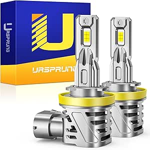 Ursprung Fahren H11/H9/H8 LED Bulbs, 100W 600% Ultra Brighter H11 Light Bulbs, 1:1 Same Size with Turbo Fan, 3-Min Plug-N-Play Fog Light Bulbs, 6500K Cool White, Non-polarity, Pack of 2