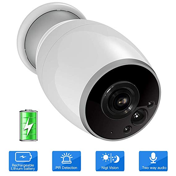 Wireless Camera Outdoor, SDETER 720P Battery Powered WiFi Security Cameras, Waterproof PIR Motion Detection, Night Vision, Cloud Service Long Standby