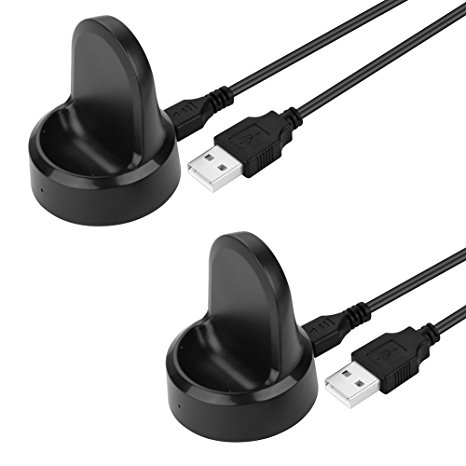 2 Pcs Samsung Gear S3 Charger in Black, YiJYi Wireless Charging Dock   Micro-USB Cable for Samsung Gear S3 Accessories Charger (black)